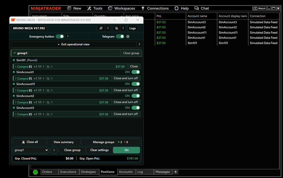 Replicador para NinjaTrader 8, TradingView y Tradovate