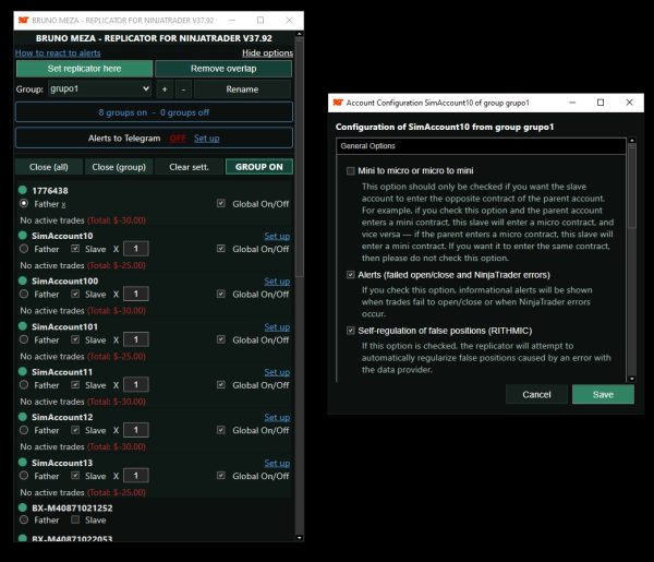 Replicador de cuentas para NinjaTrader 8