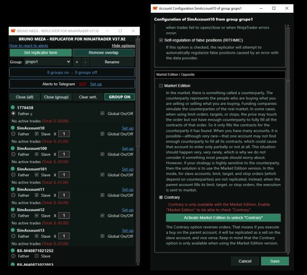 Replicador de cuentas para NinjaTrader 8
