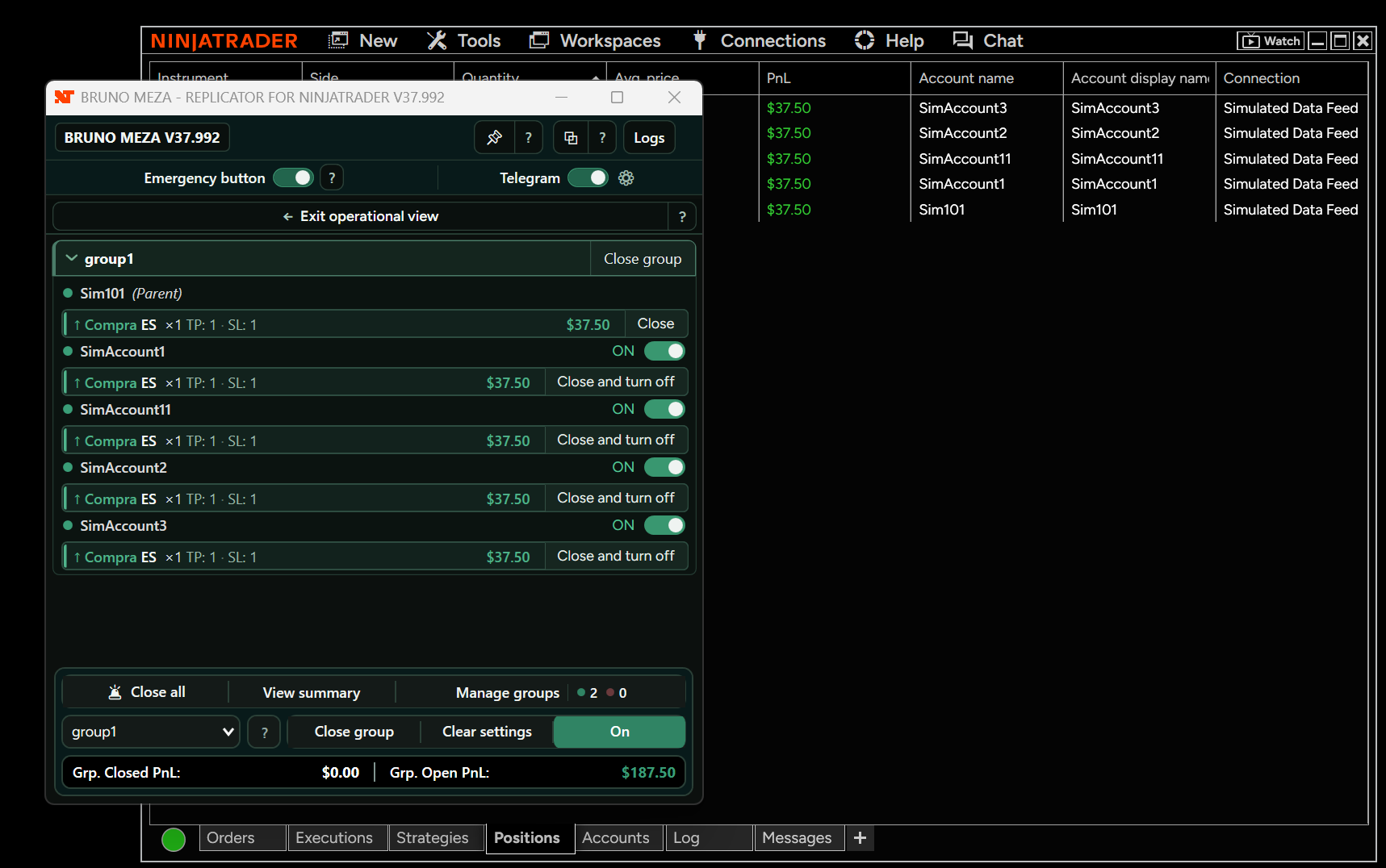 Replicador para NinjaTrader 8, TradingView y Tradovate